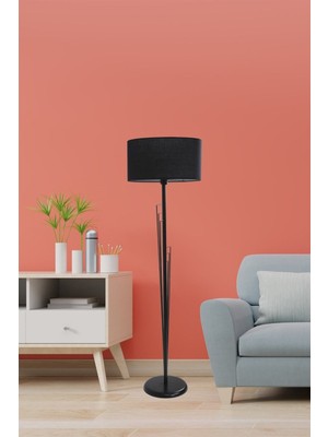 Teknotrust Kelebek Siyah Lambader Silindir Hasır Siyah Abajurlu