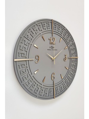 Tangled Lines Antrasit & Gold Türkçe Rakam 50X50 cm Sessiz Duvar Saati