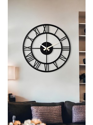 Muyika Roma Yeni Koleksiyon Dekoratif Siyah Metal Siyah Duvar Saati 41X41CM Mds-41