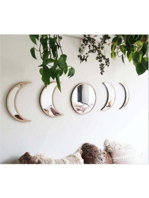 Tasarım Atölyesi Ay Evresi Duvar Ayna Seti Pleksi Kırılmaz Ayna 5 Li Set