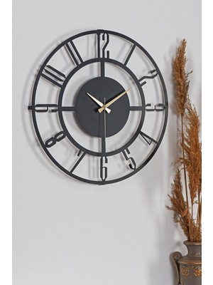 Duvar Saati 50CM Sessiz Mekanizma Siyah Metal Kasa Modern Tasarım - Bunnela Siyah 50 Mds-50
