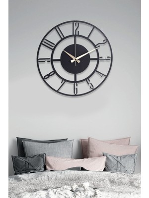 Duvar Saati 41CM Sessiz Mekanizma Siyah Metal Kasa-Bunnela Yeni Koleksiyon 41 Siyah Mds-41