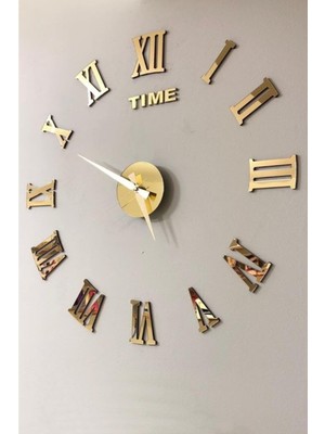 Metal Göbek Duvar Saati Büyük 3D Romen Rakamlı