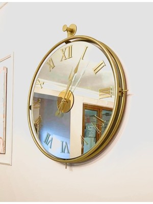 Duvar Saati Tinatti Gold Saat Aynalı Saat Roma Rakamlı Aynalı Gold Saat Duvar Saati