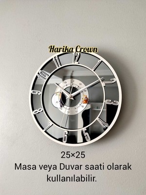 Gerçek Aynalı Dekoratif Duvar Saati (Masa Veya Duvar Saati) 25 cm