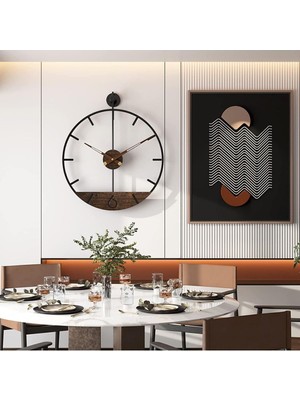 Saat Duvar Saati Woody Black Ahşap Detaylı Duvar Saati