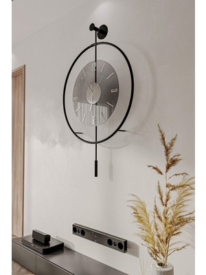 Füme Camlı Siyah Metal Luxry E x C L U S I V E - Metal Duvar Saati