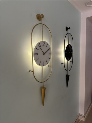Gold Ledli Serenity Pendulum Duvar Saati , Modern Dekoratif Metal Camlı Duvar Saati