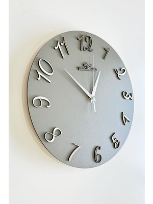 Dekoratif Aynalı Plexiglass Türkçe Rakam Duvar Saati Sessiz Mekanizma 37X.37CM ( Antrasit-Gümüş )