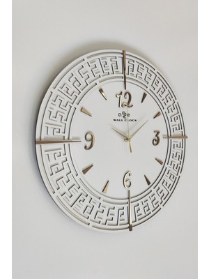 Tangled Lines Beyaz & Gold Türkçe Rakam 50X50CM Sessiz Duvar Saati