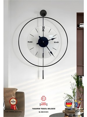 Siyah Luxry Şefaf Cam , Modern Dekoratif Metal Cam Duvar Saati