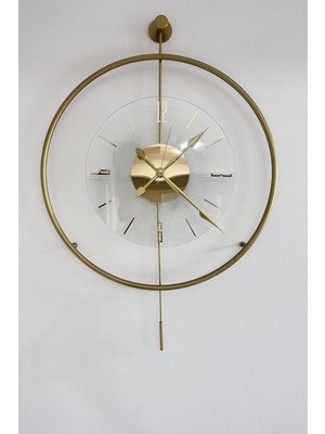 Gold Luxe Şeffaf Cam Tiktok Orta Boy Modern Dekoratif Metal Duvar Saati