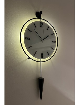 Küçük Boy-Masippi Siyah (Beyaz Abs Kadran) Pilli LED - Metal Dekoratif Duvar Saati