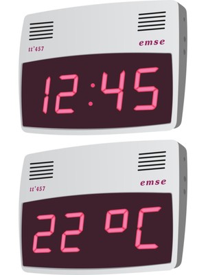 Modern Dijital Duvar Saati - Saat & Sıcaklık Göstergeli Beyaz Metal Dikdörtgen 170 x 260