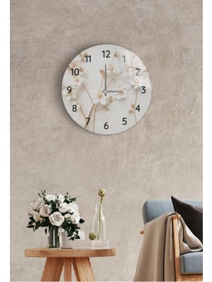 Çap 37 cm Yapay Güller Dekoratif Cam Saat