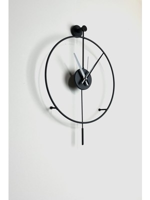Tiktok 40 cm Siyah, Modern Dekoratif Sarkaçlı Metal Duvar Saati