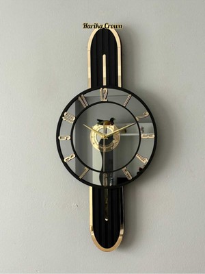 Modern Tasarımlı Ahşap ve Aynalı Duvar Saati - Evinize Estetik Dokunuş (66 Cm)