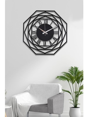 Duvar Saati 41CM Sessiz Siyah Metal Kasa Modern Tasarım-Repido Yeni Koleksiyon 41 Siyah Mds-41