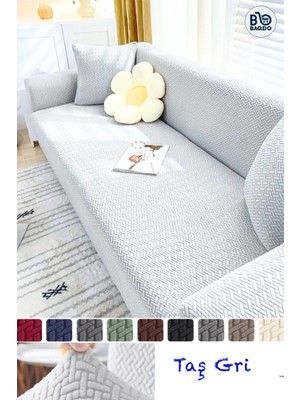 Baqdo Tuğla Desen Koltuk Örtüsü 3lu / 3 Kişilik Lastikli Kayma Yapmayan Çekyat kılıfı, Kanepe Kılıfı yıkanabilir 1 Adet