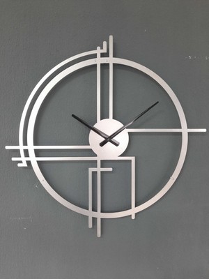 Querencia Metal Gümüş / Silver Duvar Saati 1,5 mm Kalınlık 60X60 cm