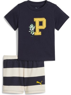Puma Lastikli Bel Normal Siyah Bebek Şort Takım 63098616-MINICATS Super Puma Tee An