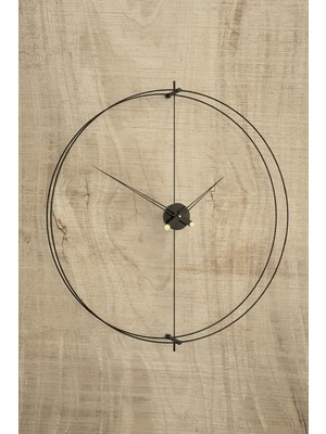 Timelock Saat 60 cm Siyah Modern Dekoratif Duvar Saati