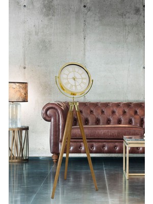 Vonalıght Tripot Ayaklı, Gold - Ceviz Ayaklı, Dekoratif Saat, 170CM Tripot, Saat