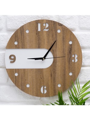 Deepcraft Dekoratif Ahşap Sessiz Akar Duvar Saati Salon,mutfak,ofis,çocuk Odası Saati - Ahşap Beyaz