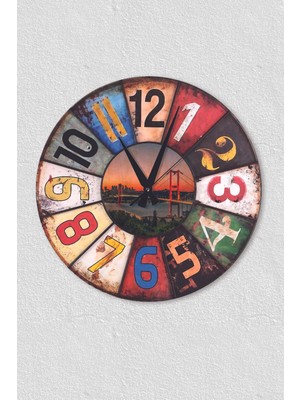 Istanbul Manzaralı Texture Desenli Duvar Saati