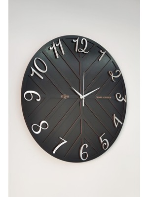 Long Line Dekoratif Duvar Saati Siyah & Gümüş 50X50CM Sessiz Mekanizma