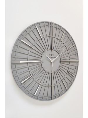 Dekoratif Duvar Saati Uzun Detay Antrasit &antrasit Gümüş 50X50CM Sessiz Mekanizma