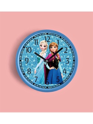 Bilge Duvar Saati, Elsa Detaylı Dekoratif Ahşap Duvar Saati