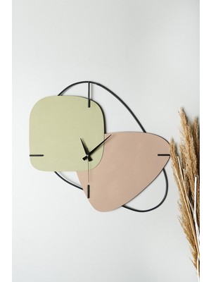 Muyika Brazil Metal Hand-Made 58X55CM Dekoratif Renkli Duvar Saati (Yeşil-Kahve) Mds-R