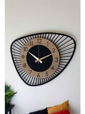 Dekoratif Yeni Modern Bellatrix Meşe Ahşap Duvar Saati 48 cm