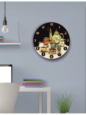 Dekoratif Mutfak Saati Fincan Takımı 30 cm Çap