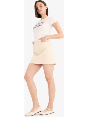 DeFacto %100 Pamuk Normal Bel Gabardin Mini Etek E5346AX25SP