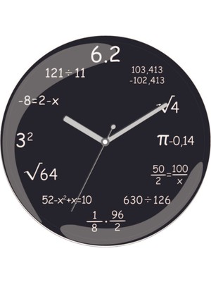 Matematik Formüller Bombeli Gerçek Cam Sessiz Duvar Saati