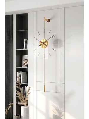 Primera Glazing Elit Gold Time, Gold Göbekli Modern Metal ve Cam Tasarım Duvar Saati