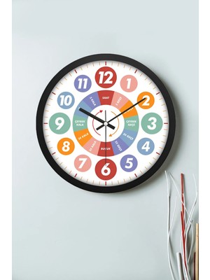 30 cm Çocuklar Için Eğitici Gerçek Camlı Akar Saniyeli Duvar Saati