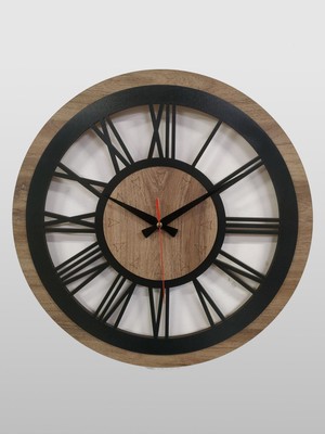 Lüks Modern Dekoratif Oval Ahşap Duvar Saati