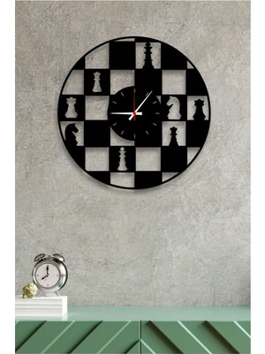 Satranç Tasarım Dekoratif Duvar Saati