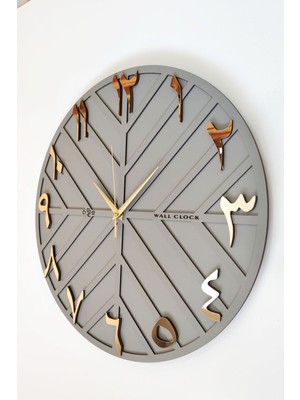 Arapça Rakam Long Line Dekoratif Duvar Saati Antrasit & Gold 50X50CM Sessiz Mekanizma