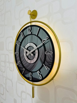 Metal Camlı Duvar Saati Işıklı Gerçek Cam Duvar Saati Modern Tasarım