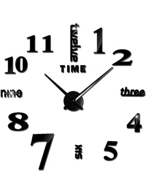 3D Duvar Saati Modern Rakamlar Büyük Boy