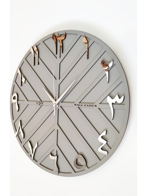 Arapça Rakam Long Line Dekoratif Duvar Saati Antrasit & Gümüş 50X50CM Sessiz Mekanizma