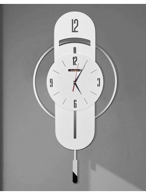 Ultra Sessiz, Gold ve Gümüş Ayrıntılı, Hediye, Salon, Ofis, Mutfak Dekoratif Duvar Saati D32 Beyaz