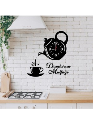 Ahşap Kisiye Özel Çaydanlik Tasarimli Ahsap Mutfak Saati