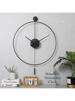 (Büyük Bıy 50CM) Siyah Tiktok - Siyah 35 cm Akrep Yelkovan , Modern Sarkaçlı Metal Duvar Saati