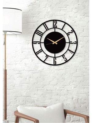 Daktilo Rakamlı Metal Siyah Duvar Saati - Ev / Ofis Saati - Hediye Saat - 50 x 50 cm