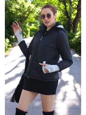 Günlük Su Geçirmez Kısa Rahat Şişme Kadın Mont